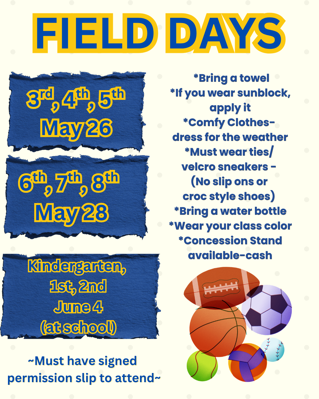 Field Day Reminders